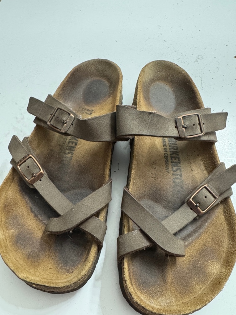 Brown Strappy Birkenstock slipper size 37